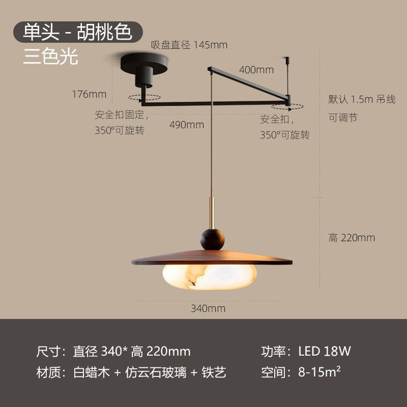 Wabi Sandy Wind Medieval Dining Table Creative Shift Lighting Log Marble Glass Dining Room Rocker Art Chandelier Advanced