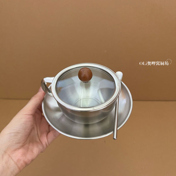 Retro stainless steel coffee cup saucer European industrial style metal cup set afternoon teacup American latte cup cold brew