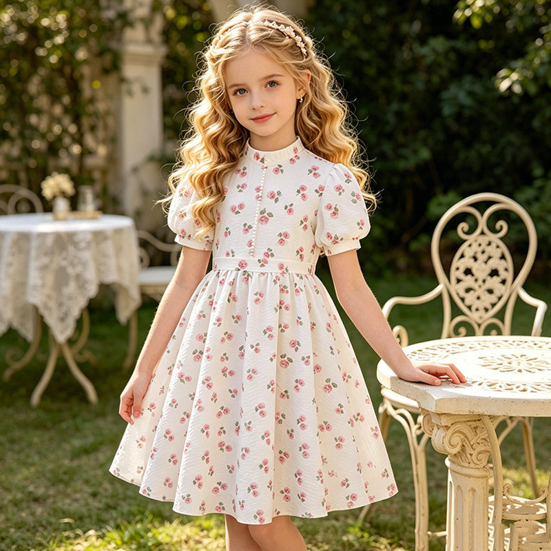girls' dresses summer toddler  new floral print dress summer outfit kids girls chic princess dress