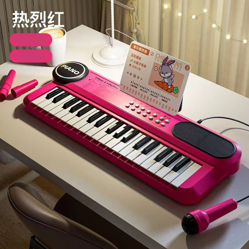 37-key digital piano with microphone, multi-functional educational early learning music piano for kids, beginner-friendly playable toy