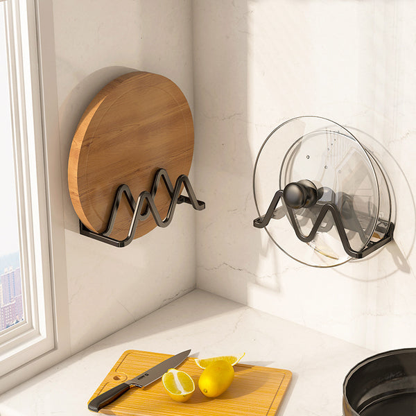 Space aluminum non-punching pot lid rack wall-mounted kitchen cutting board cutting board chopping board rack household storage pendant