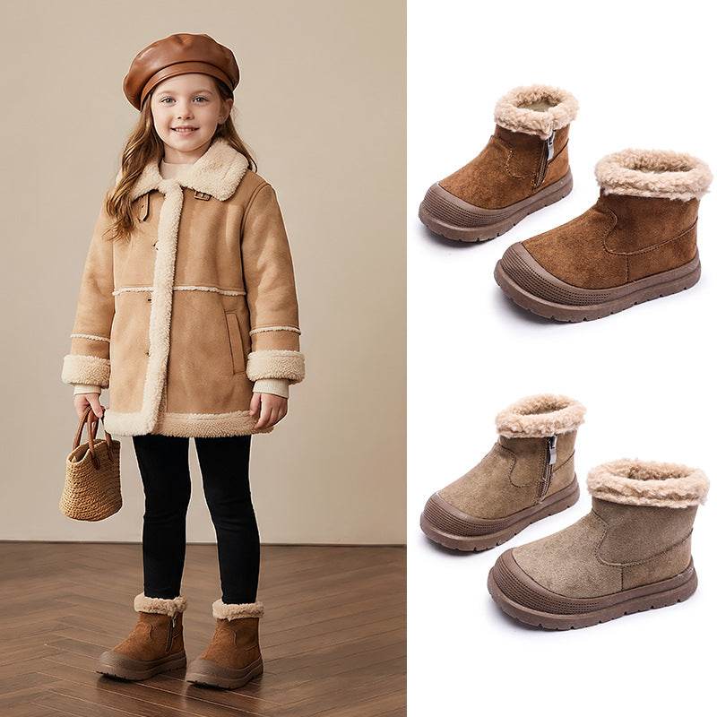 Kids' snow boots: boys'  winter cotton shoes, outdoor wear, baby winter shoes, girls' boots, toddler fleece-lined shoes