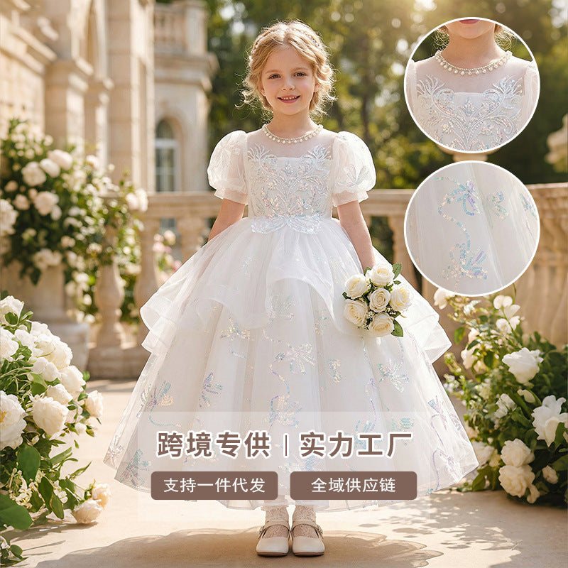 New  girls' formal dresses: high-end hostess outfits, performance dresses, wedding flower girl dresses, princess dresses for little girls