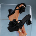 2026 summer new arrival: plus-size women's casual comfortable floral european and american style lace-up high heel sandals - one size fits most