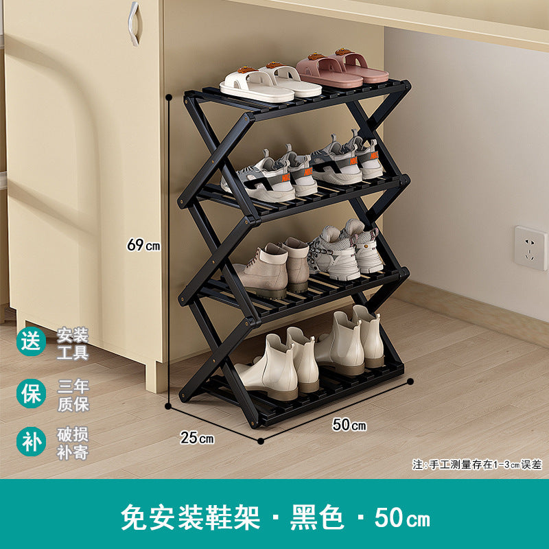 Shoe rack simple door for home multi-layer storage space-saving corner small dust-proof narrow shoe cabinet free of installation