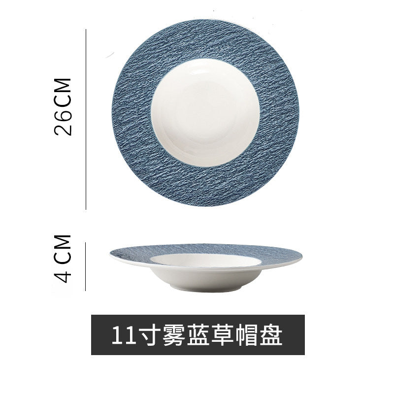 Ceramic pasta plate - home use straw hat plate, creative soup plate, western-style popular restaurant & hotel pasta plate tableware