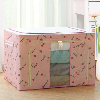 Cross-border Oxford cloth clothes storage box Large foldable storage box Clothing steel frame fabric wardrobe storage box
