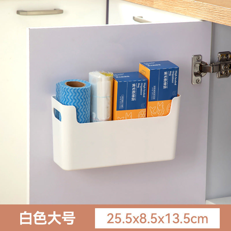 Kitchen cabinets, plastic wrap storage boxes, plastic sundries, non-punching wall-mounted storage boxes, multifunctional bathroom storage boxes