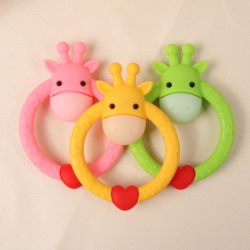 Cross-border food-grade molar stick, silicone ring deer, soothe the baby, eat hands, chew teething toys, teething babies