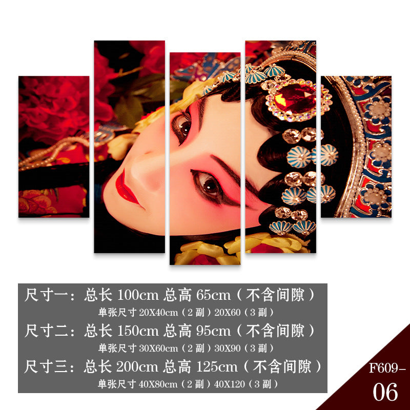 Guochaofeng wall decoration painting Hot pot restaurant hotel box background wall mural Peking Opera Huadan face painting