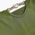 new halter neck princess dress with bow, lace, and ruffle trim