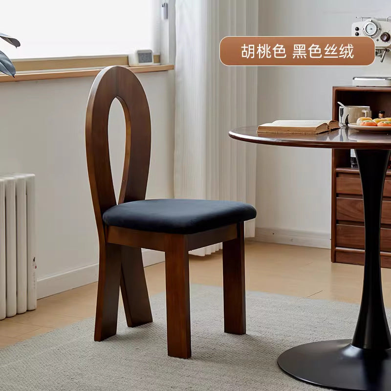Solid wood keychain chair frenchretro solid wood dining chair soft-packed dining chair medieval style for home makeup chair back chair