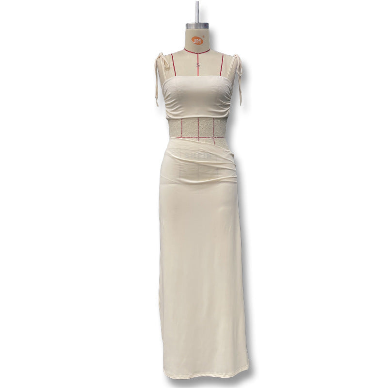 Aliexpress  spring new arrivals: european and american style sexy lace patchwork hollow-out see-through camisole dress