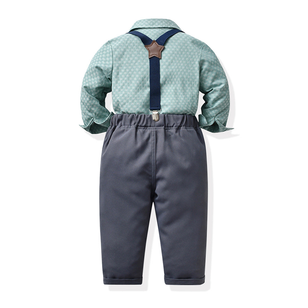 Stylish boys' autumn outfit: trendy long-sleeve set for kids - new autumn collection, two-piece gentleman's suit