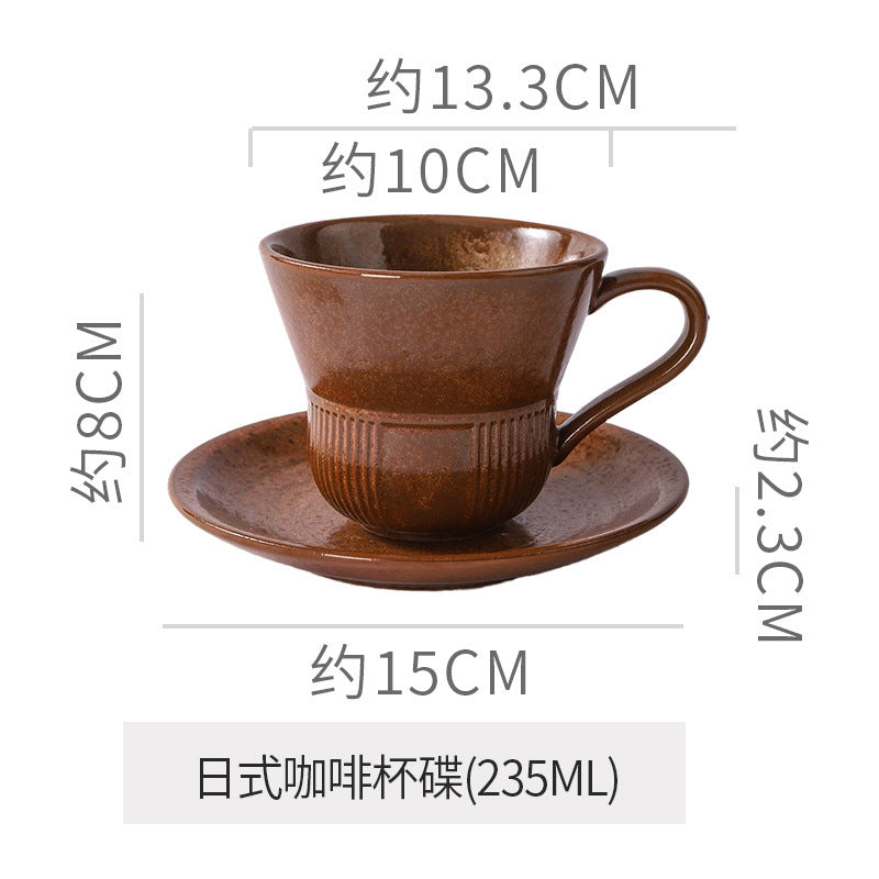 Creative trumpet shape clay coffee cup latte latte cup japanese style chinese ancient style plate plate for home mug