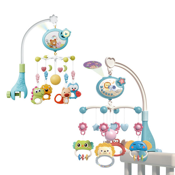 Cross-border  export crib bell toys 0-18 months baby night light music projection rotating bedside bell