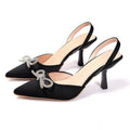 plus size stiletto casual flats women's 2026 summernew arrivalbows rhinestone cat heel high heel sandals women