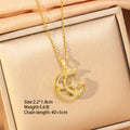 【titanium steel】korean & japanese style full diamond hollow star & moon necklace - women's lightweight luxury fashion new clavicle chain accessory