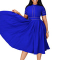 D385 african plus size women's clothing  summer new arrival elegant a-line maxi dress short sleeve export dress