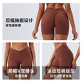 Eco-friendly recycled performance fabric cross-waist high-waisted workout shorts - high-stretch running peach lift yoga shorts