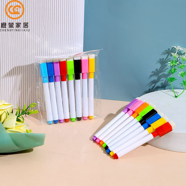 Color whiteboard pen erasable oil brush non-magnetic brush baby graffiti drawing board pen 8-color OPP bag