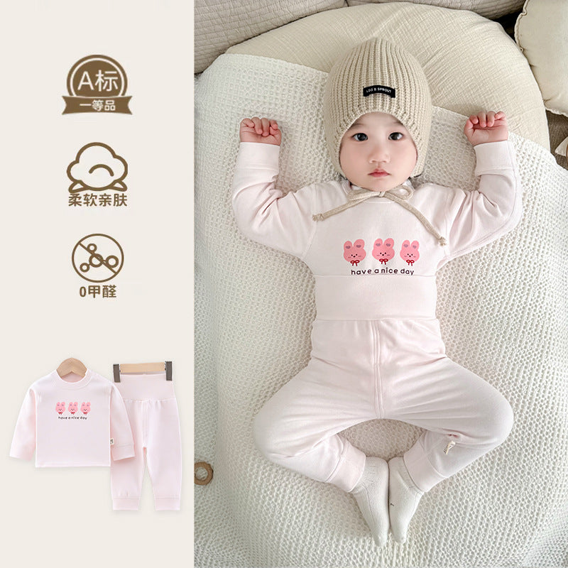 Baby comfort fleece set - high-waisted, belly-supporting, seamless, class a, extra thick, warm autumn/winter separates underwear set