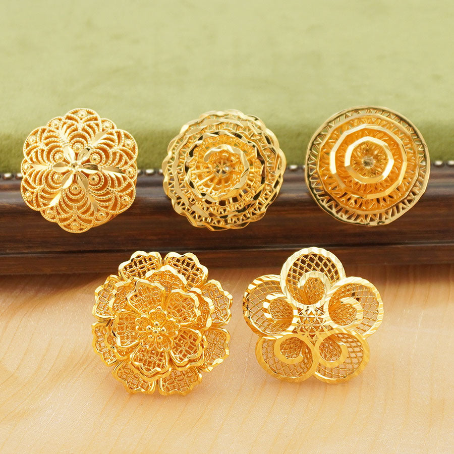 Middle eastern fashion women's ring adjustable size wedding party prom accessories large hollow thick flower ring