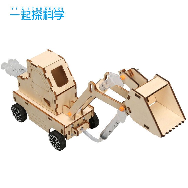 Primary school students steam technology handmade equipment digging hydraulic loader material package older children DIY small making toys