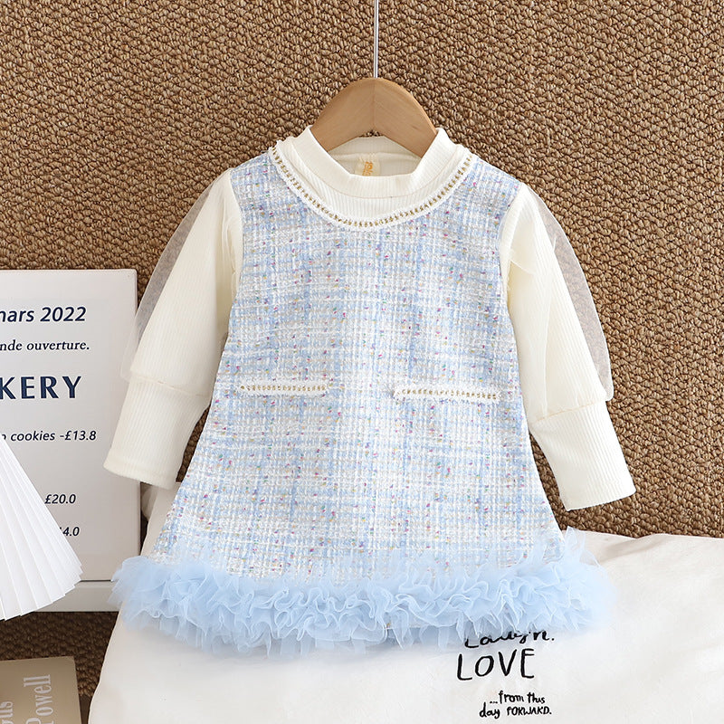Princess dress girls' spring and autumn outfit chic  new style baby girl dress spring and autumn children's autumn gauze dress formal wear