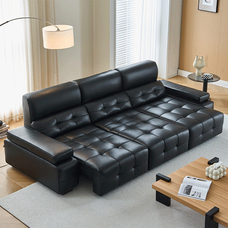 High-back lawrence sofa, first-layer cowhide straight-row leather sofa, large apartment classy living room, electric sofa