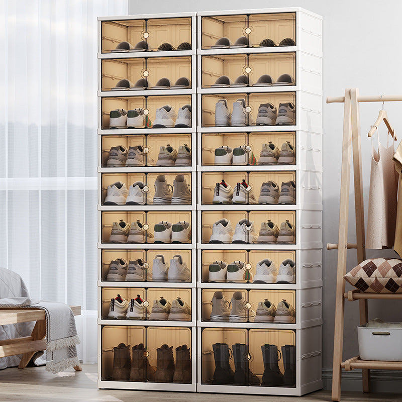 Dust-proof shoe cabinet Household foldable shoe storage box Large capacity plastic shoe box Transparent sneaker display box Shoe rack