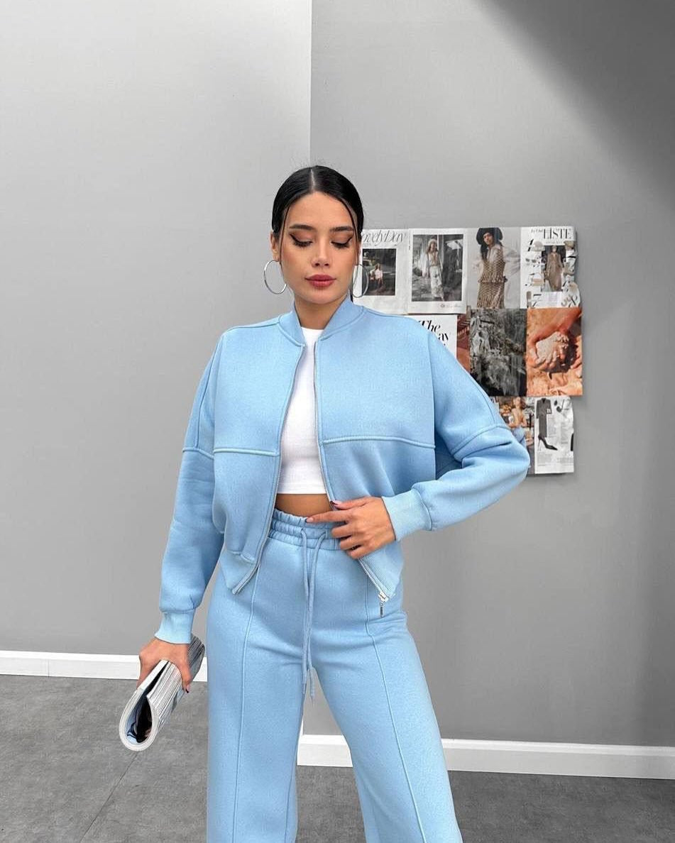 European and American casual suit American autumn and winter cardigan sports women's clothing fashion street style long-sleeved jacket trousers two-piece set