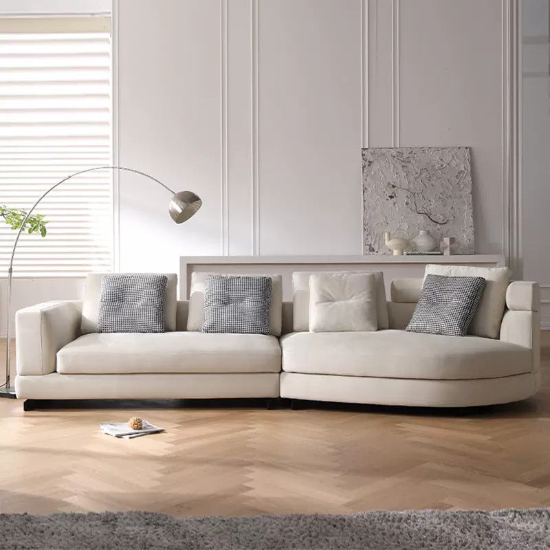 Designer arc-shaped fabric sofa - italian minimalist corner sofa set for small to large living rooms
