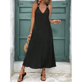 fashionv neckdress ring decorative shoulder strap summer clothing beach women's dress