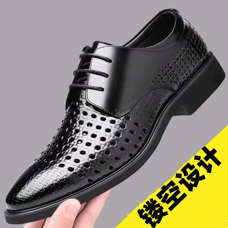 New arrival business hole cool leather shoes men's casual wedding groom british sandals summer breathable youth pointed toe men's shoes