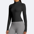 Jinke fall and winter stand-up collar yoga clothes running slimming looklong sleeves half-zip sports tops women's silm elastic fitness clothes