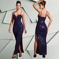 C7207 cross-border   fashion women's hot diamond slim sexy arm slit dress