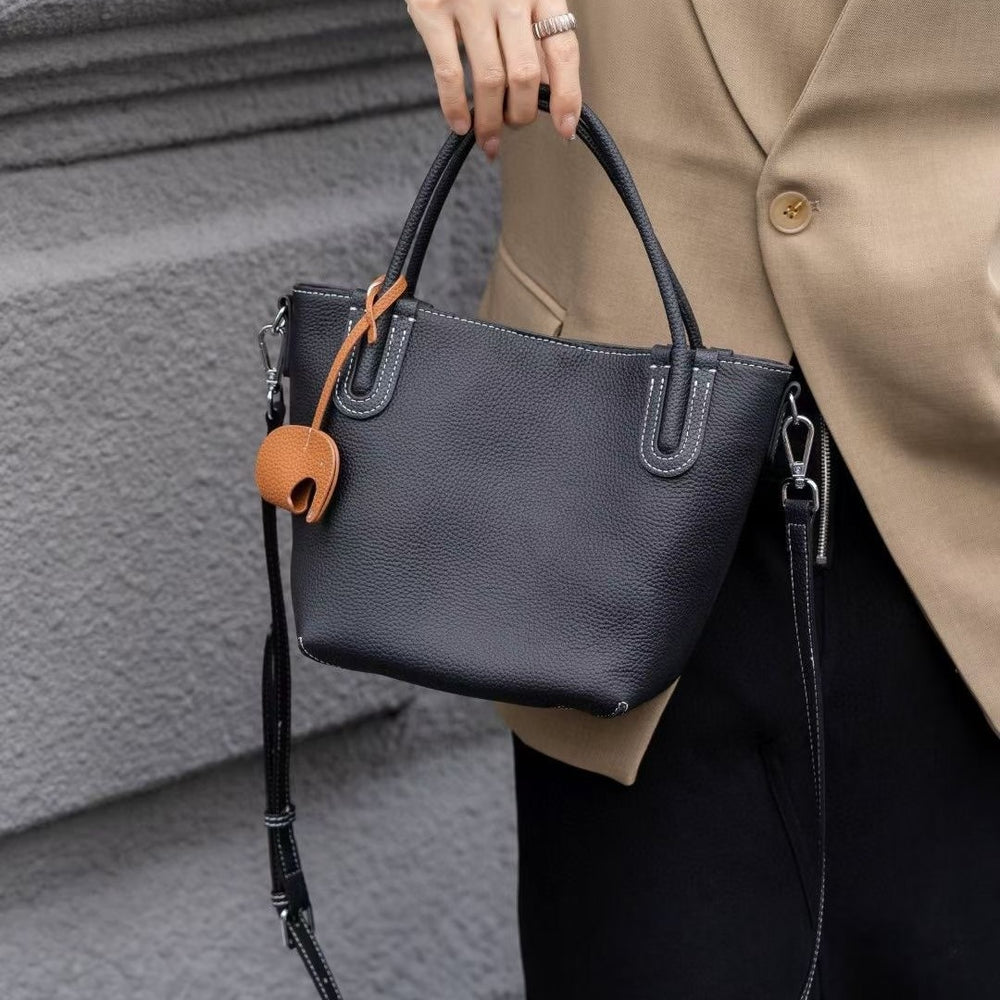 New arrivalniche style vegetable basket classyfashiontrendysatchel crossbody bag first layer cowhide bucket bag casual practical