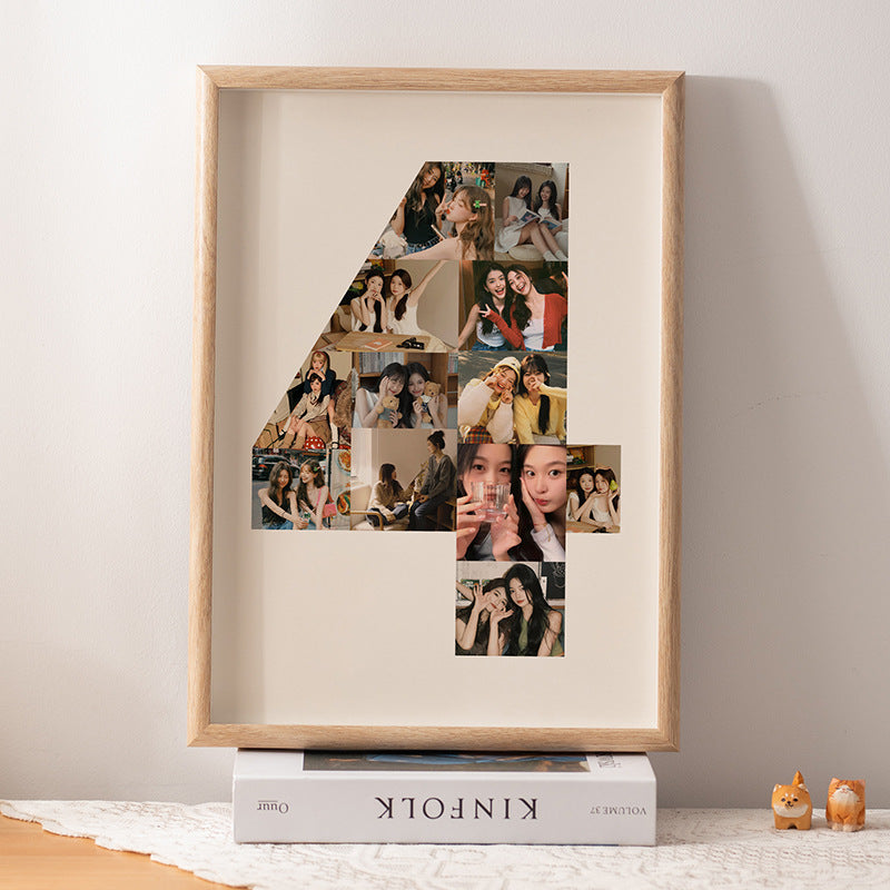 One-year-old commemorative photo frame photo DIY growth record couple baby birthday table number 2 puzzle frame