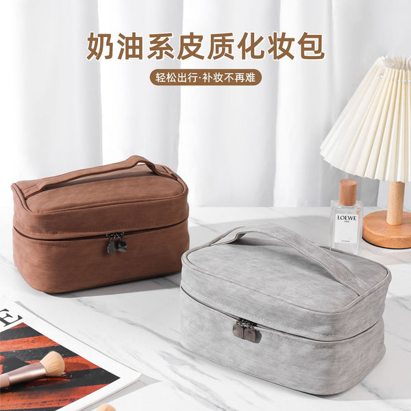 Internet celebrity explosion PU sheep bar pattern cosmetic bag storage advanced sense large capacity travel toilet bag cosmetic storage bag