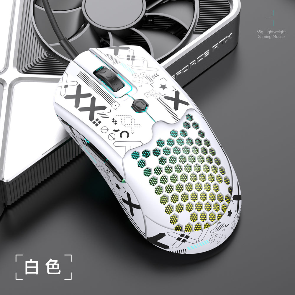 Liberty wolf m5 lightweight wired mouse - gaming rgb illuminated paw3325 mouse - 12000 dpi