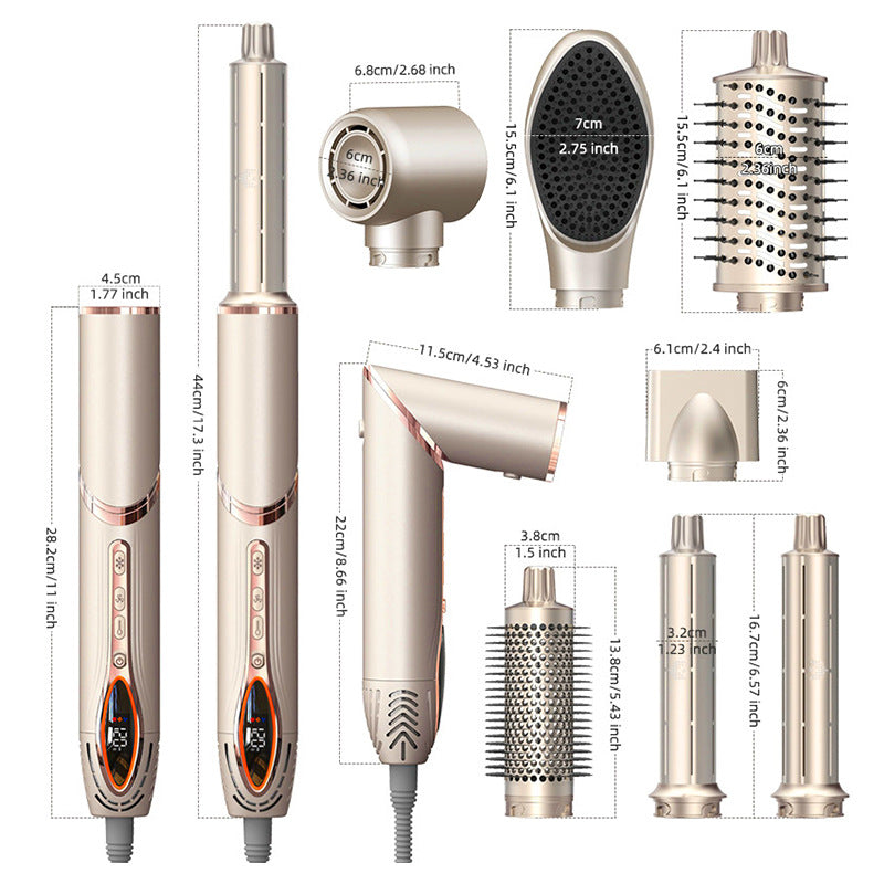 Cross-border folding high-speed hot air comb multi-functional seven-in-one negative ion low-noise hair dryer household automatic curling iron