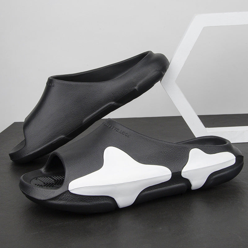 Slippers   new 2024 summer height increase contrasting color platform beach shoes going out home shoes couple tide drag