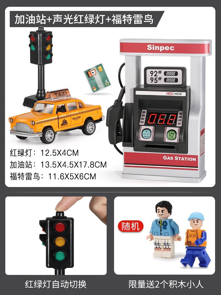 Kids' gas station toy model - realistic miniature cars - early education & pretend play for boys & babies - birthday gift