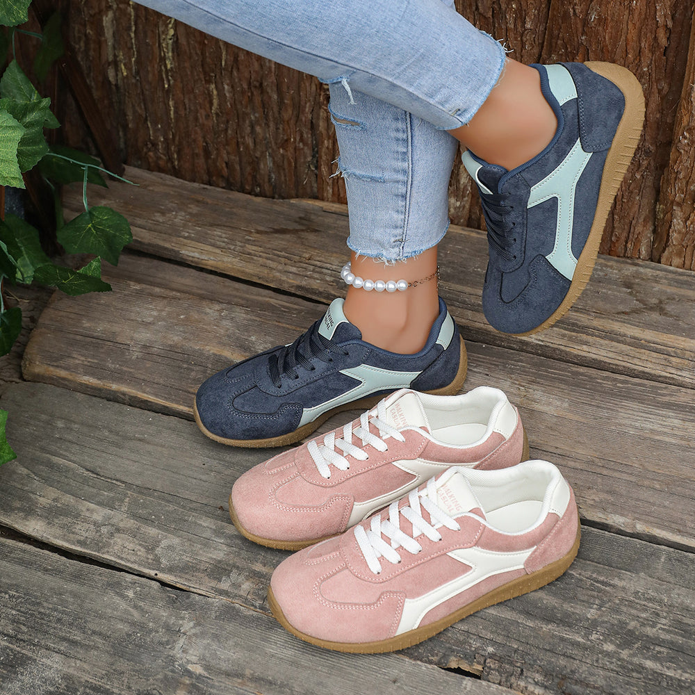 Casualretro soft bottom german training shoes for women 2026 summernew arrivaleasiest for matchthick sole sneakers color matching tie backwhite shoes
