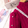 Girls' striped long-sleeve dress with pearl accents (toddler & little girl)