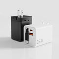 65w gan charger with full protocol fast charging, a+c dual port retractable cable, compatible with apple and huawei fast charging