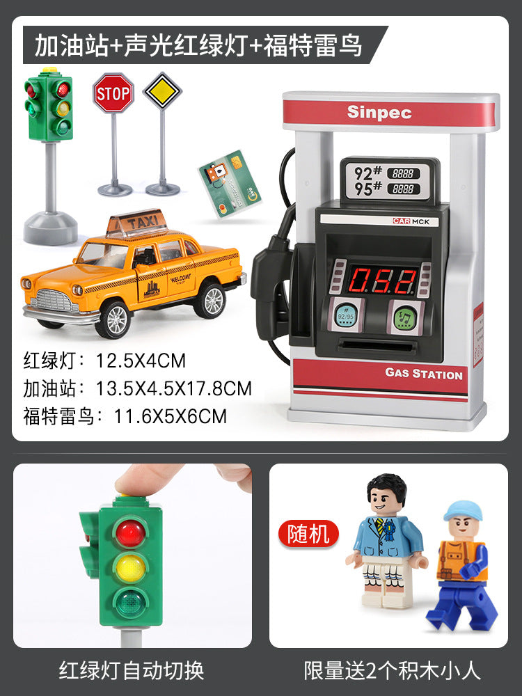 Kids' gas station toy model - realistic miniature cars - early education & pretend play for boys & babies - birthday gift