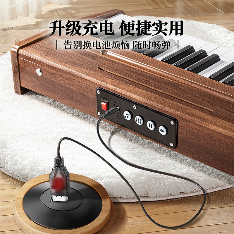 Wooden mini piano kids toy for boys and girls, 37-key electronic keyboard, early music education instrument, professional baby birthday gift