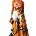 Amazon european style retro chic elegant minimalist round neck t-shirt women's summer new skirt two-piece set